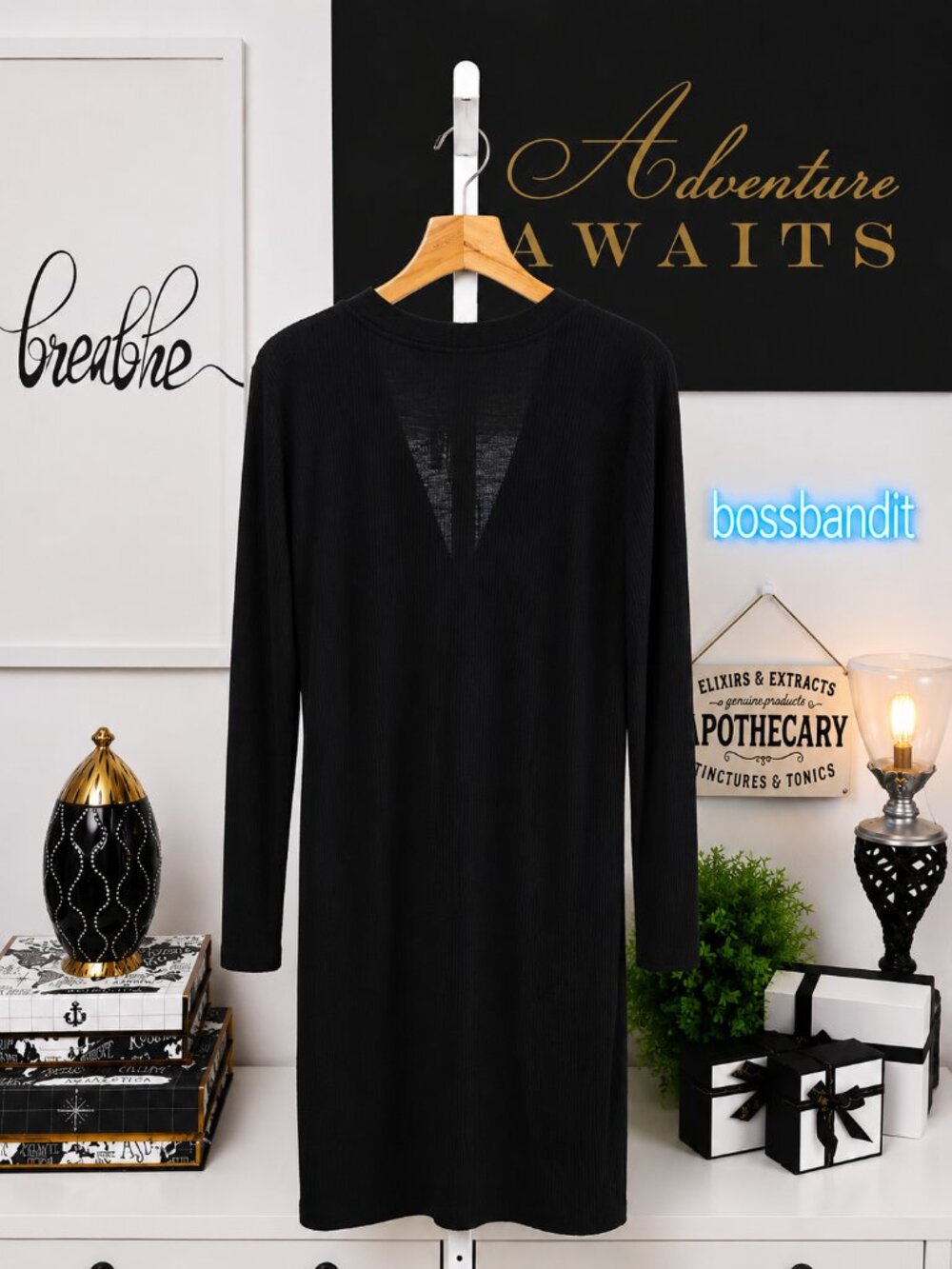 LOFT Ribbed Button Front Cardigan Duster Classic Black Size M NWT - Picture 3 of 7